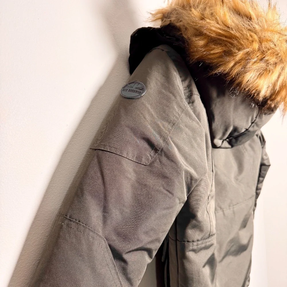 Ben Sherman Youth Faux Fur Trim Hooded Parka Puffer Coat in Olive Green Sz S (8)